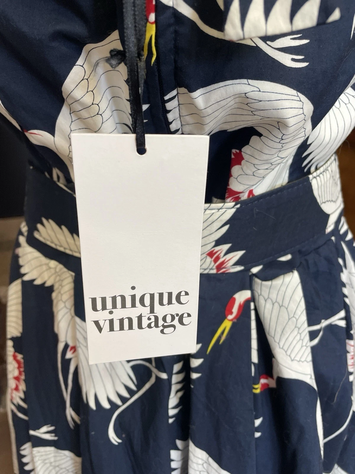 Ann Navy Crane Pocketed Dress - Image 3