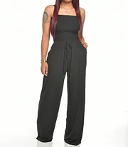 Strapless Elastic Waist Casual Jumpsuit - Image 7