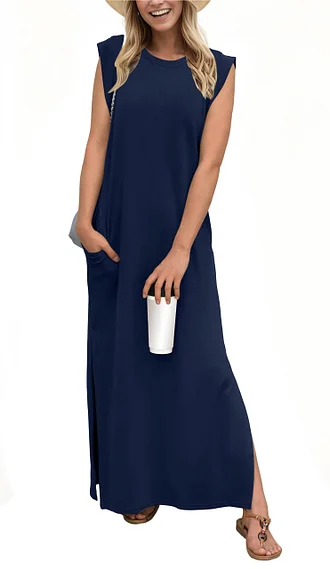 Women’s Casual Loose Split Wrinkle-Free Maxi Dress - Image 9