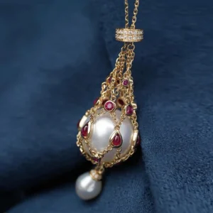 Pearl & Gemstone Lavalier Pendant Necklace