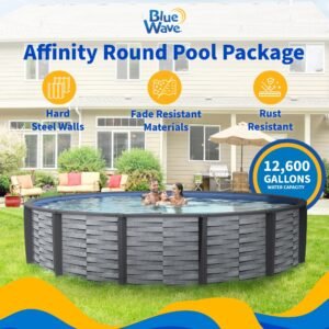 Blue Wave Affinity 24-ft Round 52-in Deep 7-in Top Rail Resin Swimming Pool Package