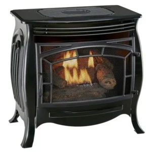 Duluth Forge Dual Fuel Ventless Gas Stove – 26,000 BTU, Remote Control, Gloss Black Finish